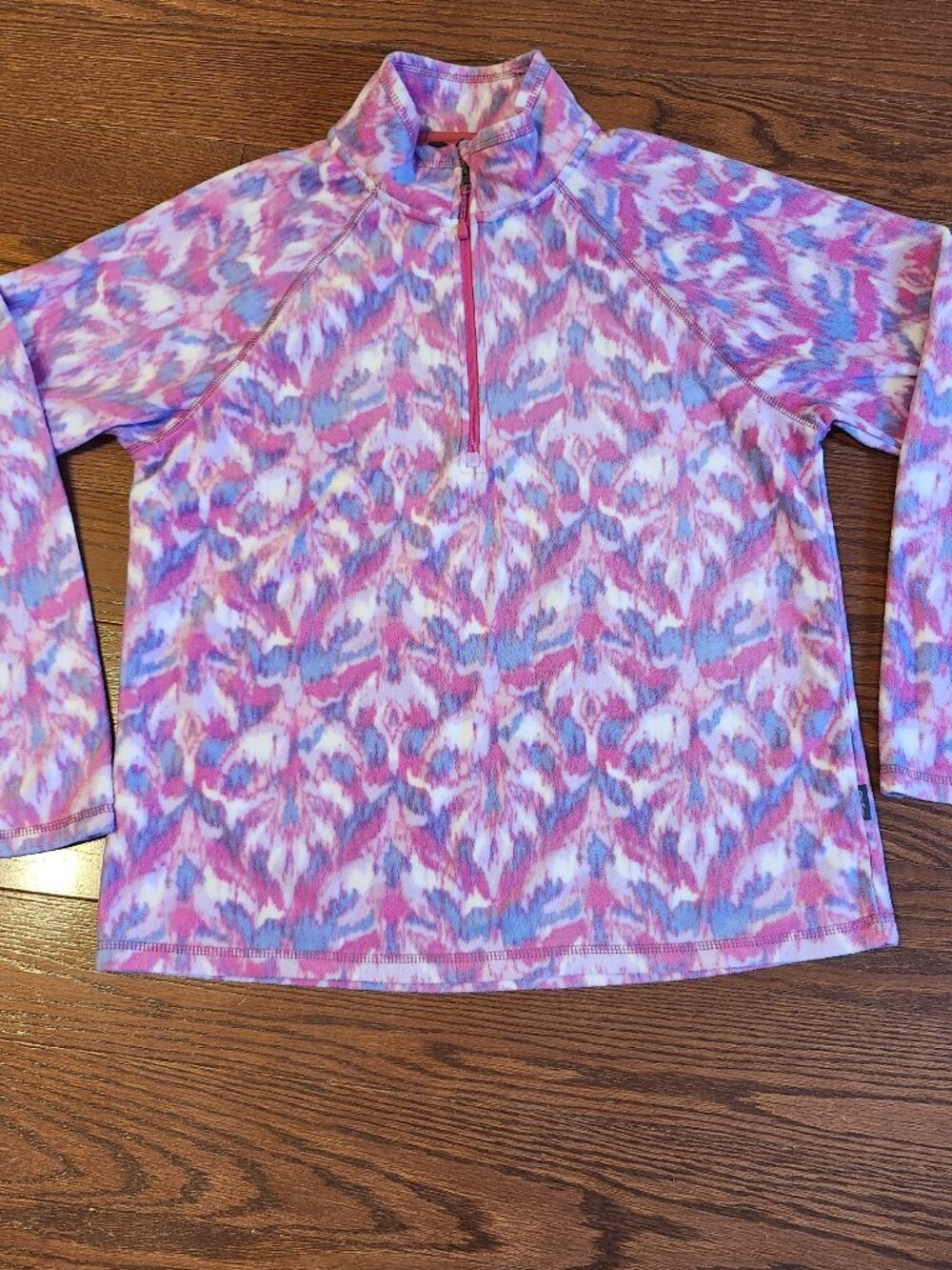 Eddie Bauer Women's Long Sleeve Pink Polar Fleece Quarter Zip Pullover Sz L